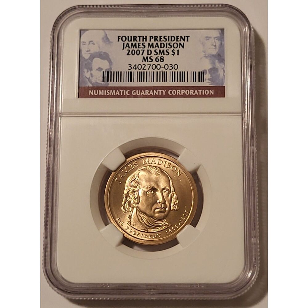 2007 D James Madison Presidential Dollar SMS MS68 NGC